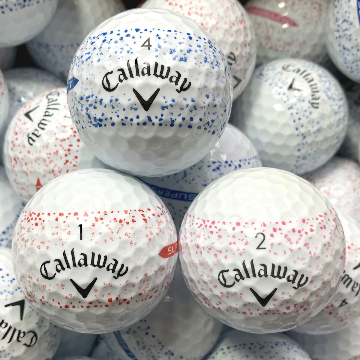 Callaway Supersoft Splatter 360 Bunt Lakeballs - gebrauchte Supersoft Splatter 360 Bunt Golfbälle Galerie